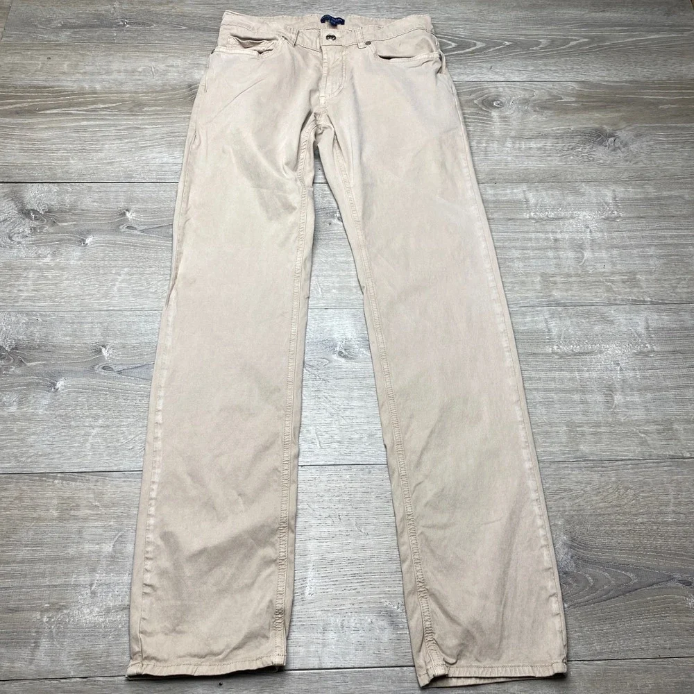 Peter Millar‎ Pants Wayfare Mens 30/34 Tan Tencel Blend Tailored Fit Stretch